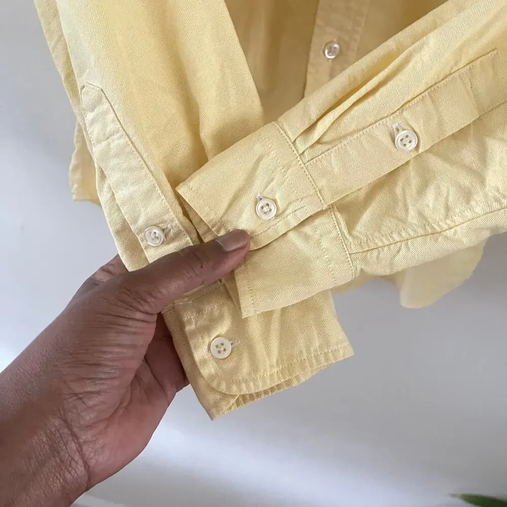 Ralph Lauren Boys 14 Yellow Oxford Cloth Button Down Shirt Sleeve OCBD Blue Tag